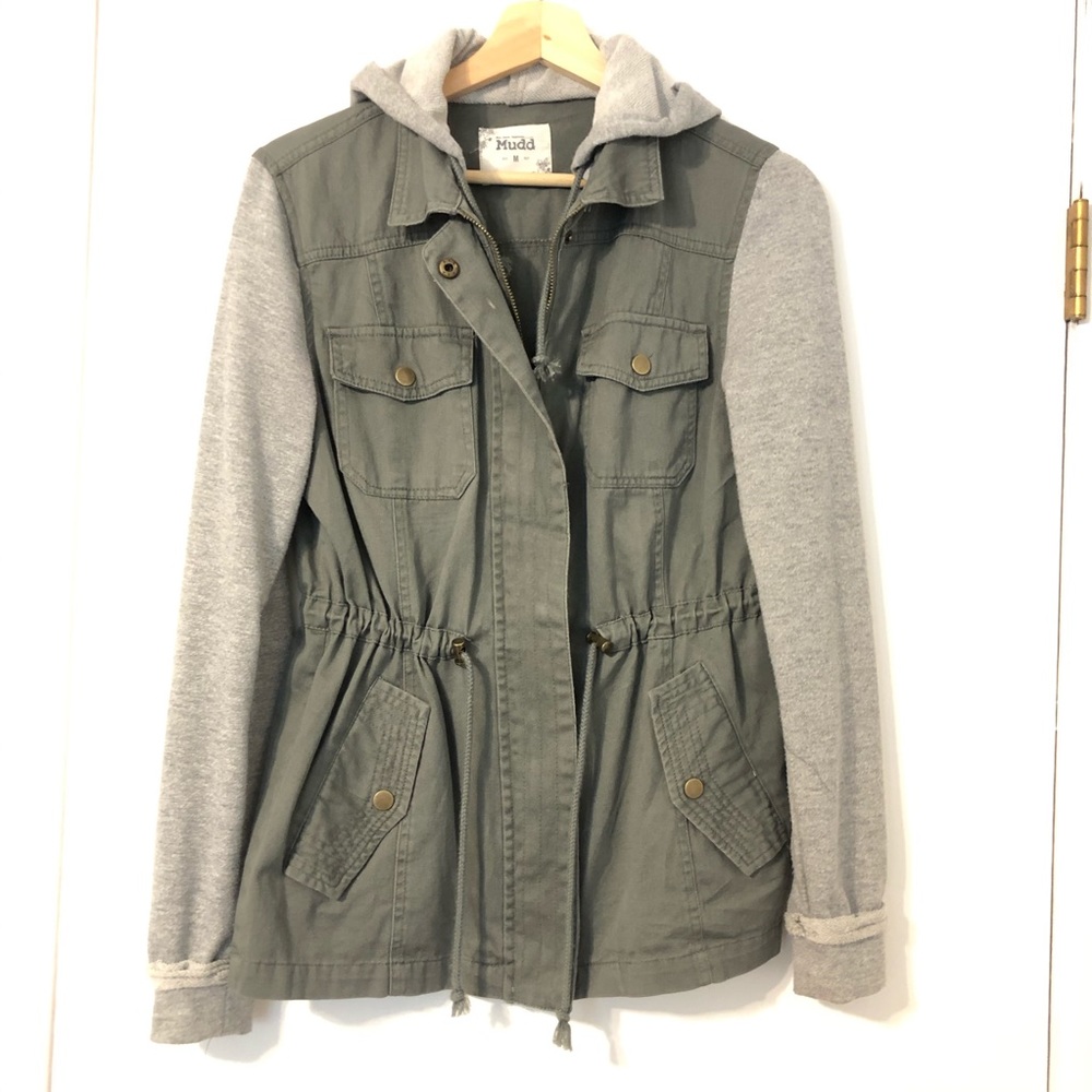 Casual Grunge Green Jacket with Hood